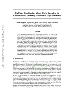 On Using Hamiltonian Monte Carlo Sampling for Reinforcement Learning
  Problems in High-dimension