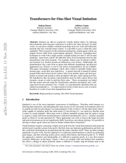 Transformers for One-Shot Visual Imitation