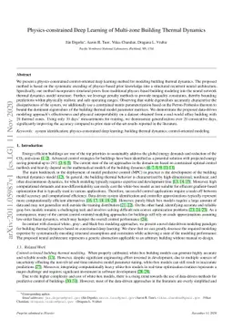 Physics-constrained Deep Learning of Multi-zone Building Thermal
  Dynamics