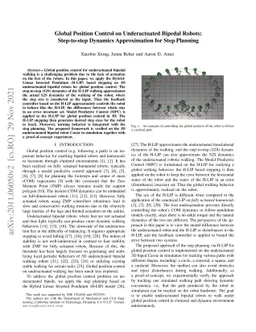 Global Position Control on Underactuated Bipedal Robots: Step-to-step
  Dynamics Approximation for Step Planning