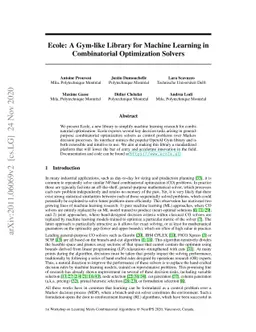 Ecole: A Gym-like Library for Machine Learning in Combinatorial
  Optimization Solvers