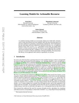 Learning Models for Actionable Recourse