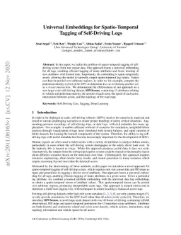 Universal Embeddings for Spatio-Temporal Tagging of Self-Driving Logs