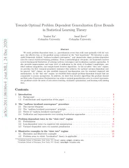 Towards Optimal Problem Dependent Generalization Error Bounds in
  Statistical Learning Theory