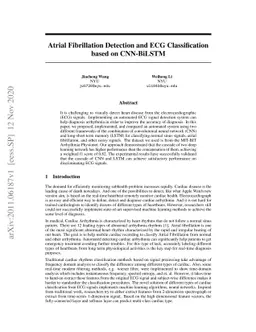 Atrial Fibrillation Detection and ECG Classification based on CNN-BiLSTM