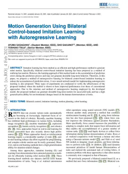 Motion Generation Using Bilateral Control-Based Imitation Learning with
  Autoregressive Learning