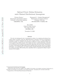 Optimal Private Median Estimation under Minimal Distributional
  Assumptions