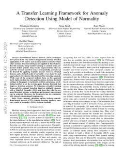 A Transfer Learning Framework for Anomaly Detection Using Model of
  Normality