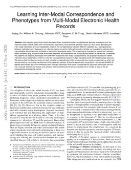 Learning Inter-Modal Correspondence and Phenotypes from Multi-Modal
  Electronic Health Records