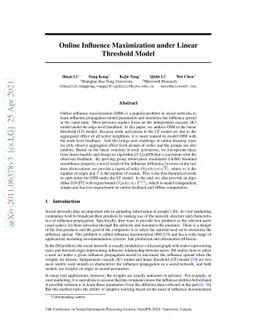 Online Influence Maximization under Linear Threshold Model