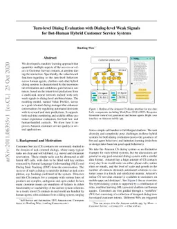 Turn-level Dialog Evaluation with Dialog-level Weak Signals for
  Bot-Human Hybrid Customer Service Systems