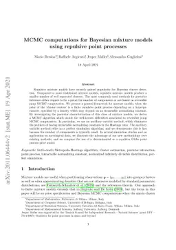 MCMC computations for Bayesian mixture models using repulsive point
  processes