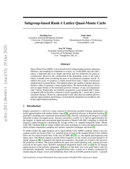 Subgroup-based Rank-1 Lattice Quasi-Monte Carlo