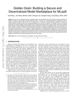 Golden Grain: Building a Secure and Decentralized Model Marketplace for
  MLaaS