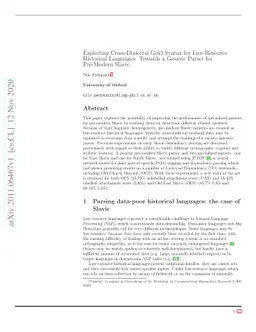 Exploiting Cross-Dialectal Gold Syntax for Low-Resource Historical
  Languages: Towards a Generic Parser for Pre-Modern Slavic