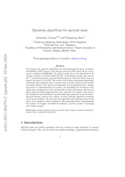 Quantum algorithms for spectral sums
