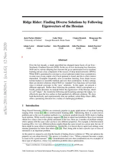 Ridge Rider: Finding Diverse Solutions by Following Eigenvectors of the
  Hessian