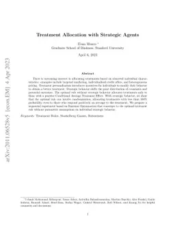 Treatment Allocation with Strategic Agents