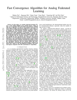 Fast Convergence Algorithm for Analog Federated Learning