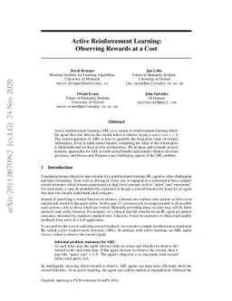 Active Reinforcement Learning: Observing Rewards at a Cost