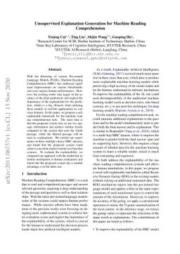 Unsupervised Explanation Generation for Machine Reading Comprehension