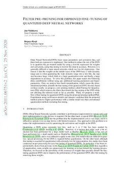 Filter Pre-Pruning for Improved Fine-tuning of Quantized Deep Neural
  Networks