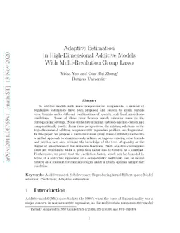 Adaptive Estimation In High-Dimensional Additive Models With
  Multi-Resolution Group Lasso
