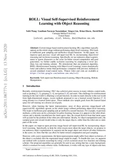 ROLL: Visual Self-Supervised Reinforcement Learning with Object
  Reasoning