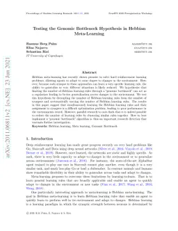 Testing the Genomic Bottleneck Hypothesis in Hebbian Meta-Learning