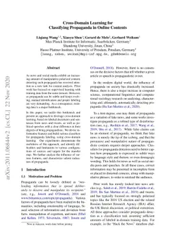 Cross-Domain Learning for Classifying Propaganda in Online Contents