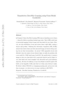 Transductive Zero-Shot Learning using Cross-Modal CycleGAN