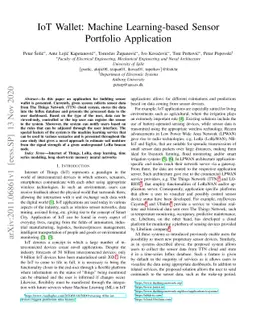 IoT Wallet: Machine Learning-based Sensor Portfolio Application
