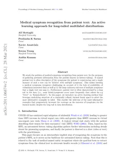 Medical symptom recognition from patient text: An active learning
  approach for long-tailed multilabel distributions