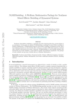 NLMEModeling: A Wolfram Mathematica Package for Nonlinear Mixed Effects
  Modeling of Dynamical Systems