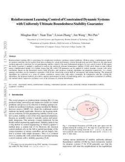 Reinforcement Learning Control of Constrained Dynamic Systems with
  Uniformly Ultimate Boundedness Stability Guarantee