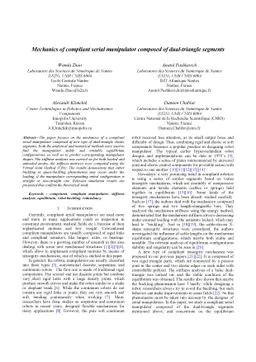 Mechanics of compliant serial manipulator composed of dual-triangle
  segments