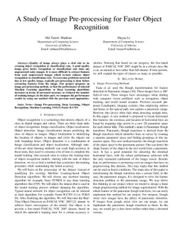 A Study of Image Pre-processing for Faster Object Recognition
