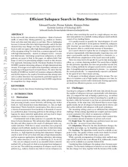 Efficient Subspace Search in Data Streams