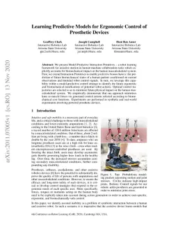 Learning Predictive Models for Ergonomic Control of Prosthetic Devices