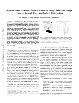Relative Drone-Ground Vehicle Localization using LiDAR and Fisheye
  Cameras through Direct and Indirect Observations