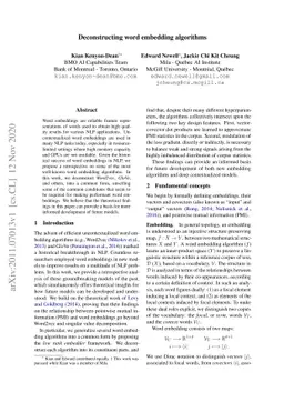 Deconstructing word embedding algorithms