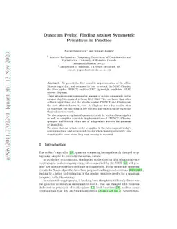 Quantum Period Finding against Symmetric Primitives in Practice