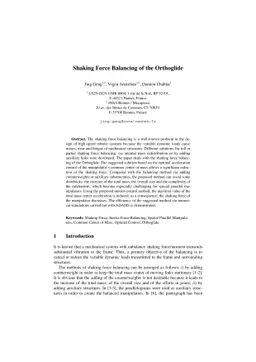 Shaking Force Balancing of the Orthoglide