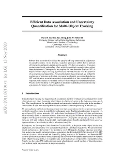 Efficient Data Association and Uncertainty Quantification for
  Multi-Object Tracking