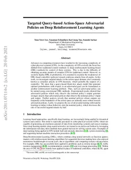 Query-based Targeted Action-Space Adversarial Policies on Deep
  Reinforcement Learning Agents