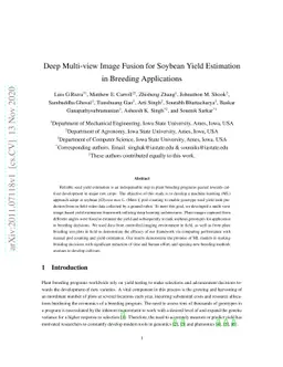 Deep Multi-view Image Fusion for Soybean Yield Estimation in Breeding
  Applications Deep Multi-view Image Fusion for Soybean Yield Estimation in
  Breeding Applications