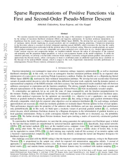 Sparse Representations of Positive Functions via First and Second-Order
  Pseudo-Mirror Descent