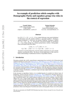 An example of prediction which complies with Demographic Parity and
  equalizes group-wise risks in the context of regression