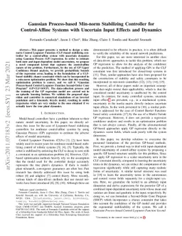 Gaussian Process-based Min-norm Stabilizing Controller for
  Control-Affine Systems with Uncertain Input Effects and Dynamics