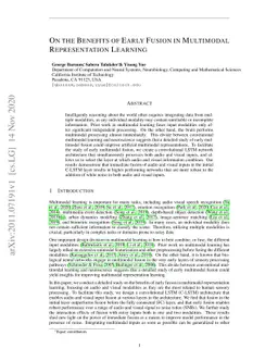 On the Benefits of Early Fusion in Multimodal Representation Learning